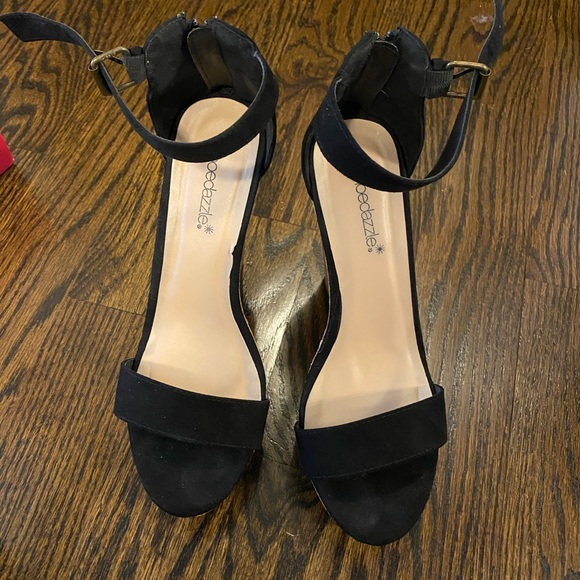 Black size 9 suede top wedges - Picture 1 of 6